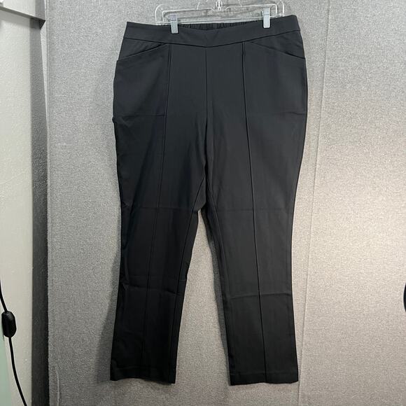 Isaac Mizrahi LIVE! Stretch Straight-Leg Pants Pitch Black, Plus 18 - Picture 1 of 9